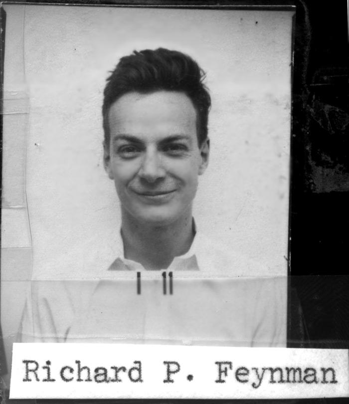 picture of the Los Alamos ID badge of quantum physicist Richard "Dick" Feynman