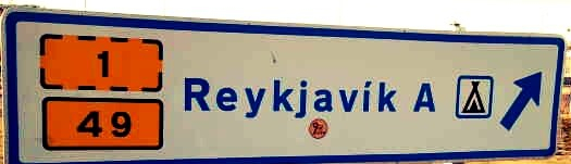 road sign pointing to Reykjavik